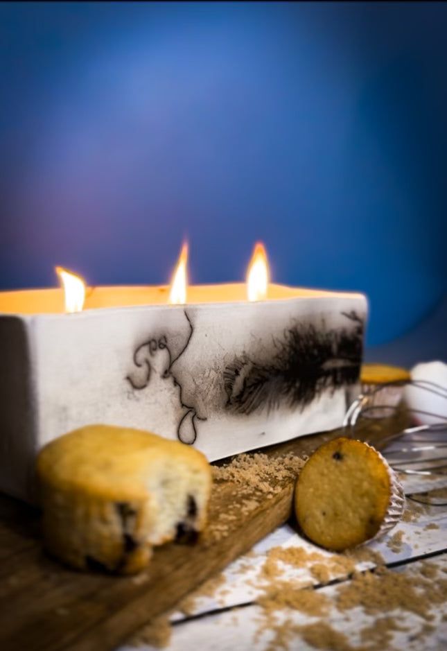 Rectangle Raku Pottery Candle