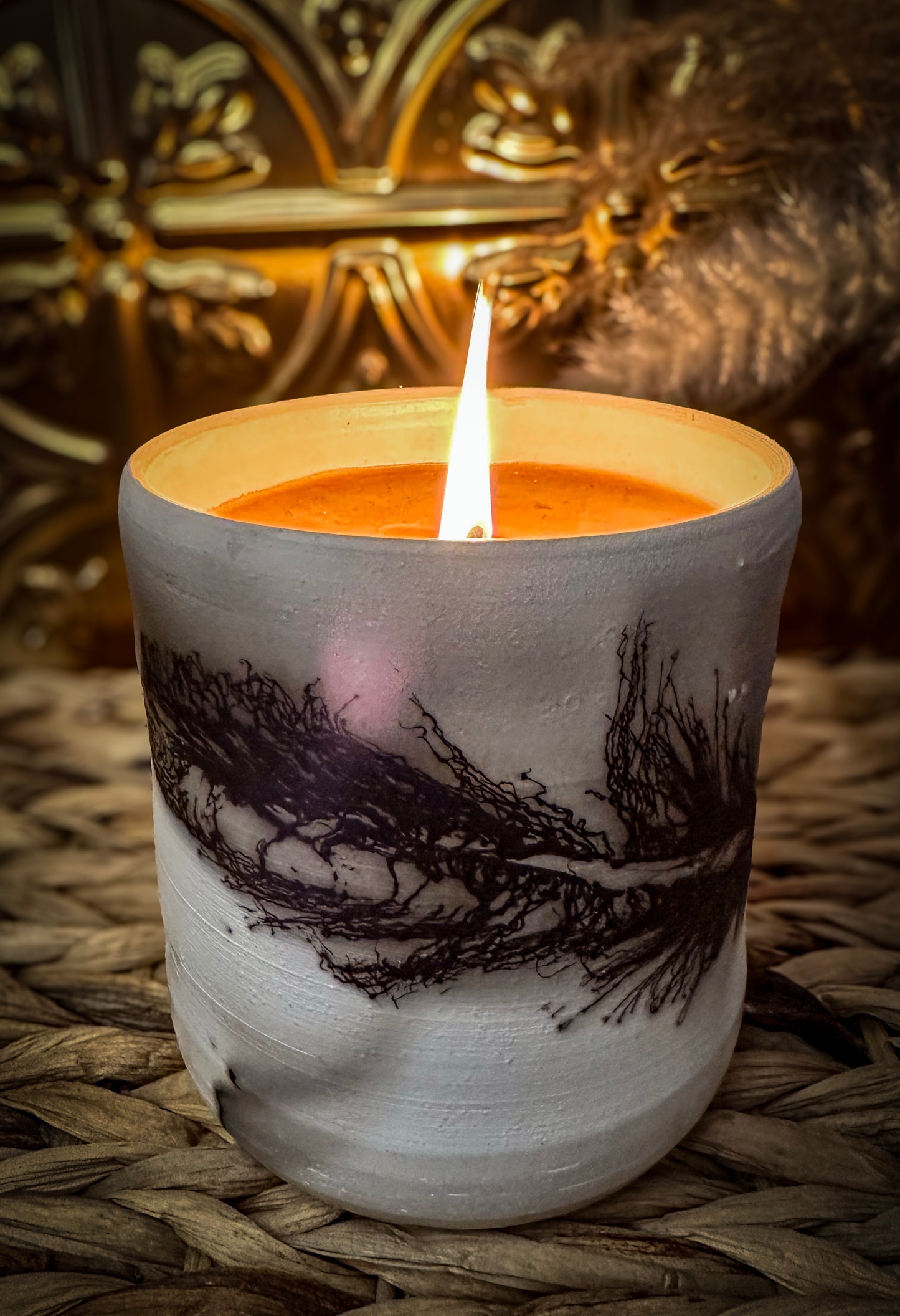 Signature Round Raku Pottery Candle