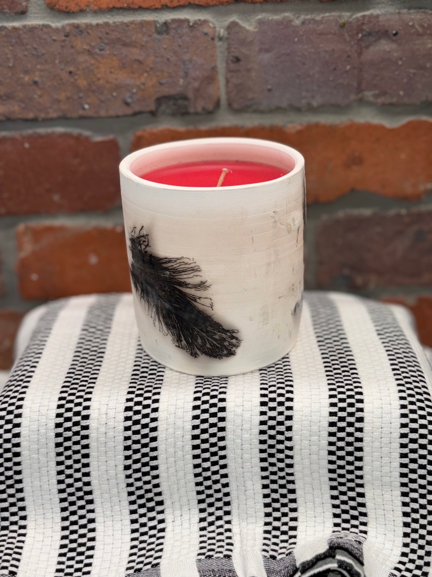 Signature Round Raku Pottery Candle