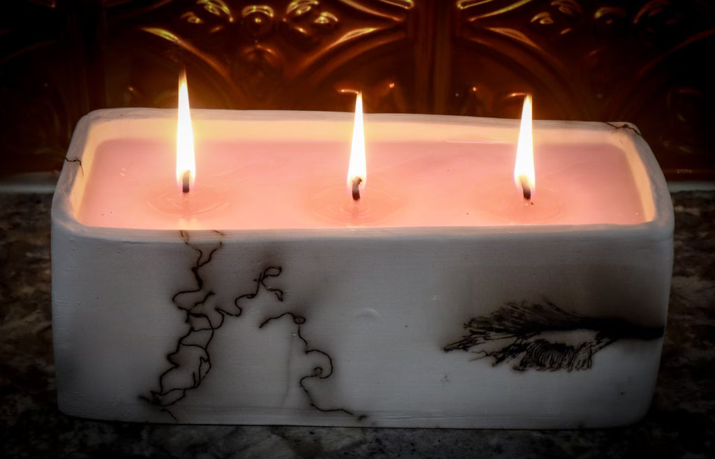 Rectangle Raku Pottery Candle
