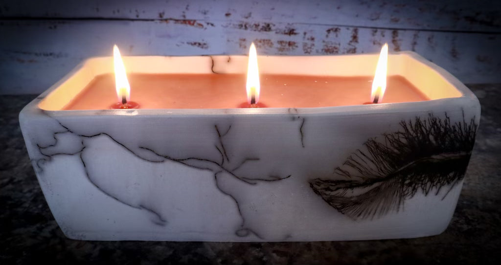 Rectangle Raku Pottery Candle