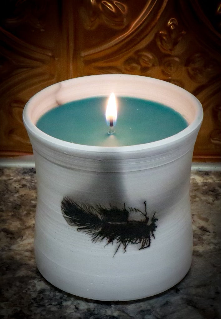 Signature Round Raku Pottery Candle