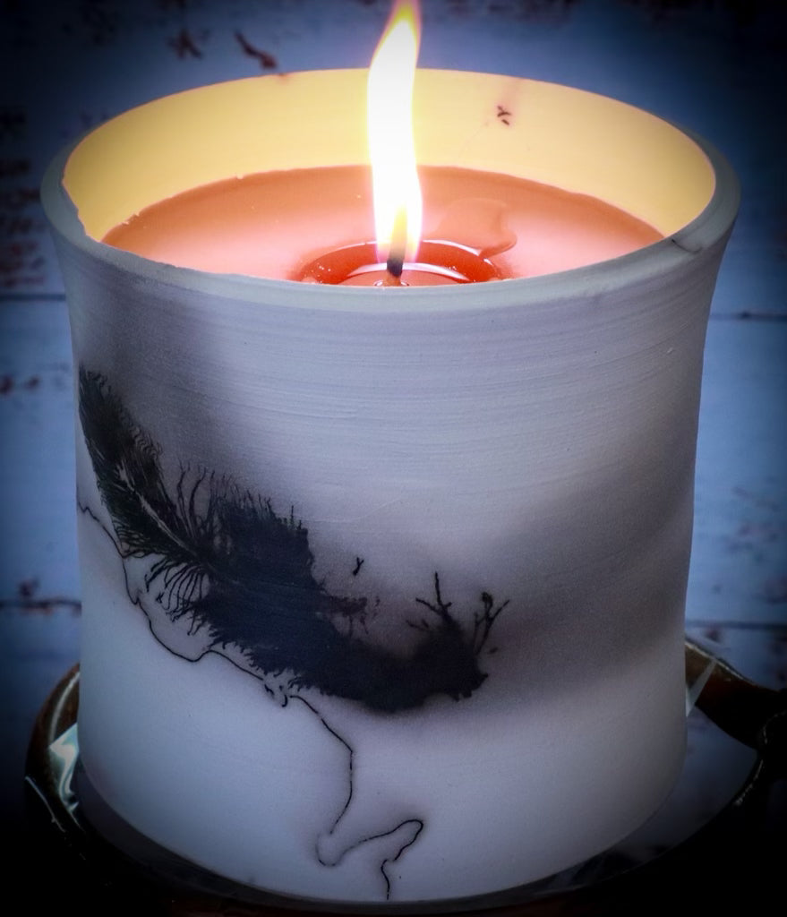 Signature Round Raku Pottery Candle