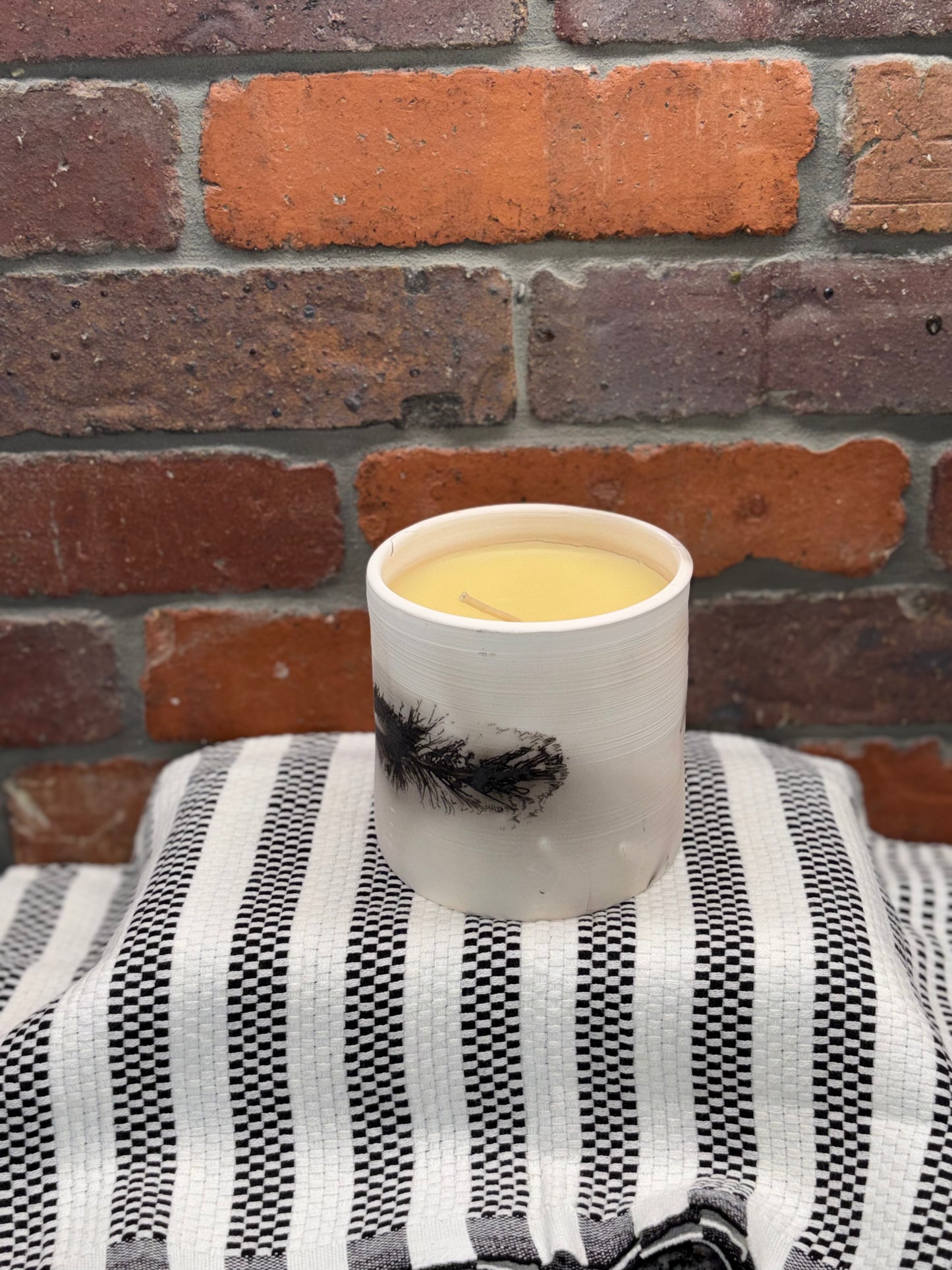 Signature Round Raku Pottery Candle