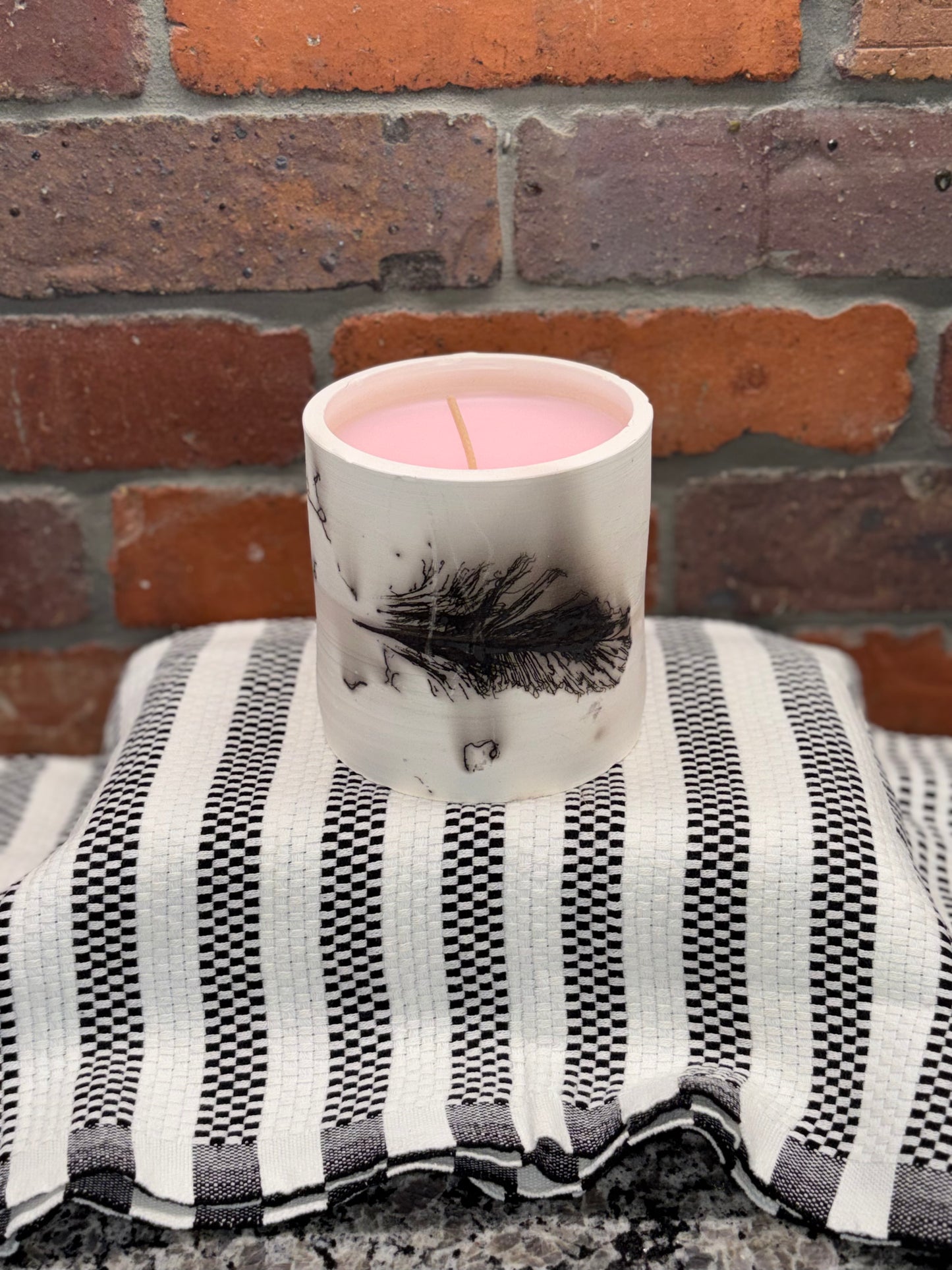 Signature Round Raku Pottery Candle