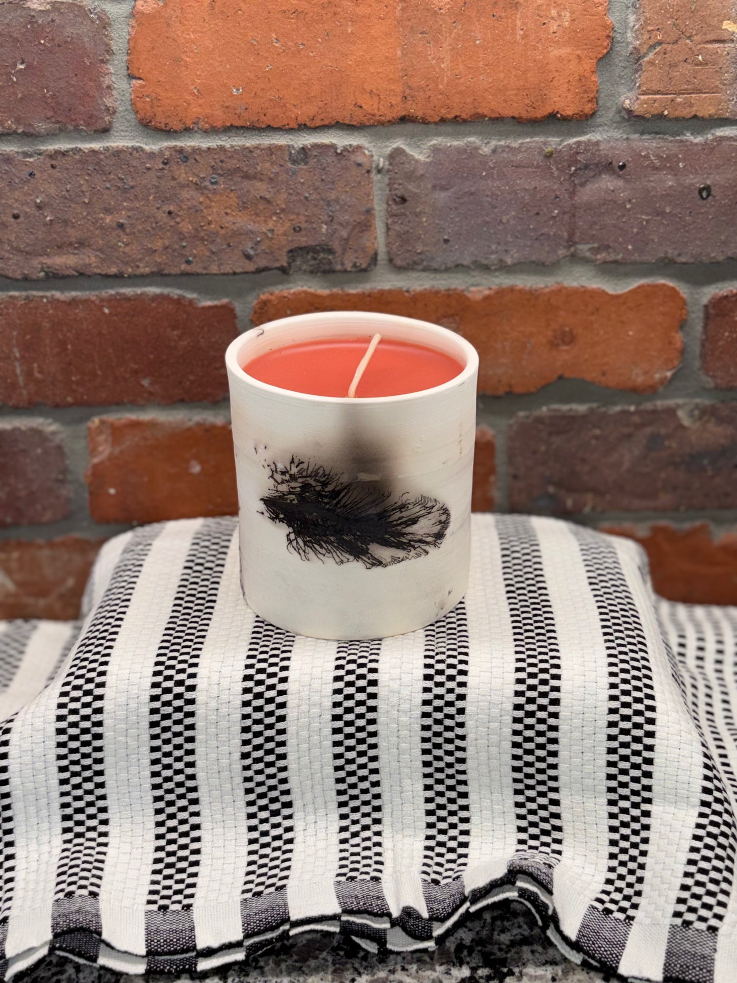 Signature Round Raku Pottery Candle