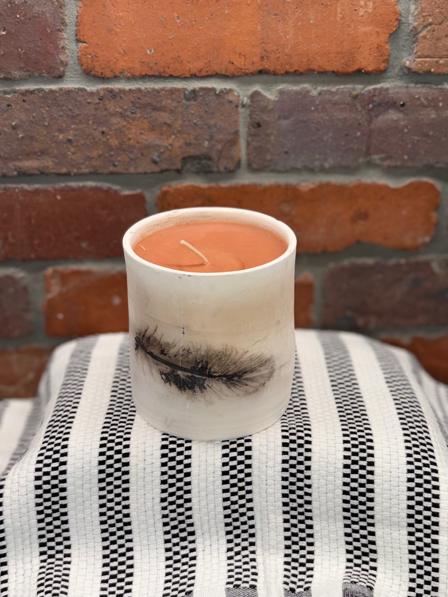 Signature Round Raku Pottery Candle