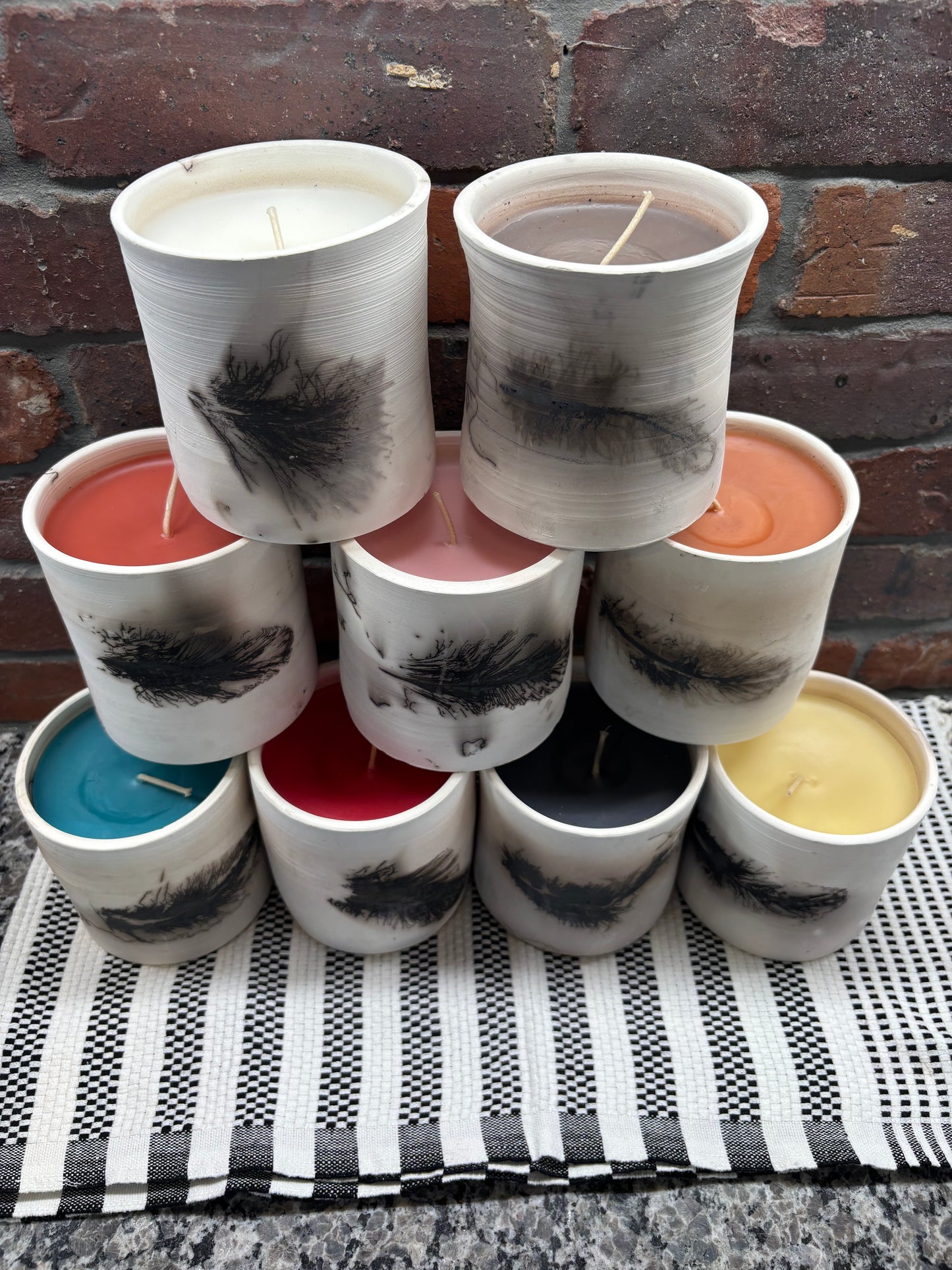 Signature Round Raku Pottery Candle