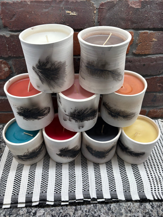 Signature Round Raku Pottery Candle