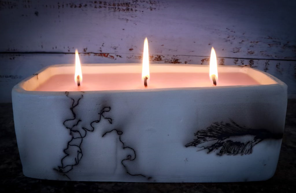 Rectangle Raku Pottery Candle